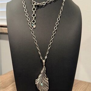 Elegant Silver Feather Locket Necklace